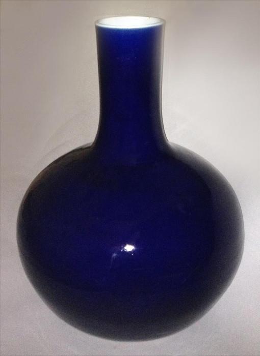 Large Blue Glazed Bottle Vase 18th Century 