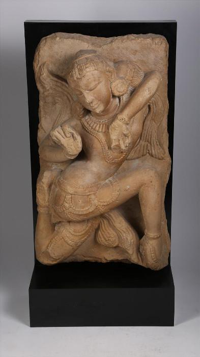 Indian Carved Buff Sandstone Dancer, 12th Century