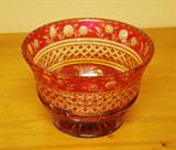 Thomas Webb & Sons Cranberry Cut to Crystal Bowl