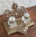Desk Top Cupid and North Wind Embellished Ink Stand