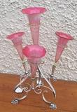 Cranberry Glass Four Flute Epergne