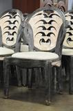 Marble and mother-of-pearl inlaid dining chairs