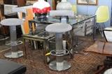 Modern Chrome furniture, Eames molded shell dining chairs