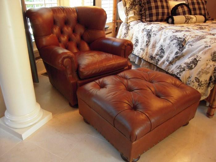 Ralph Lauren Leather Chair & Ottoman