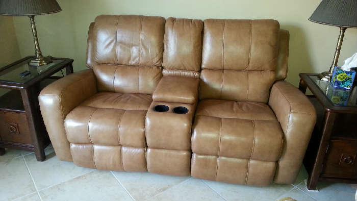 Leather Couch with Electric Lift