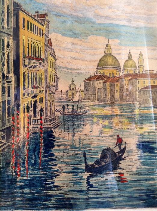 Watercolor of Venice, signed by Bela Sziklay