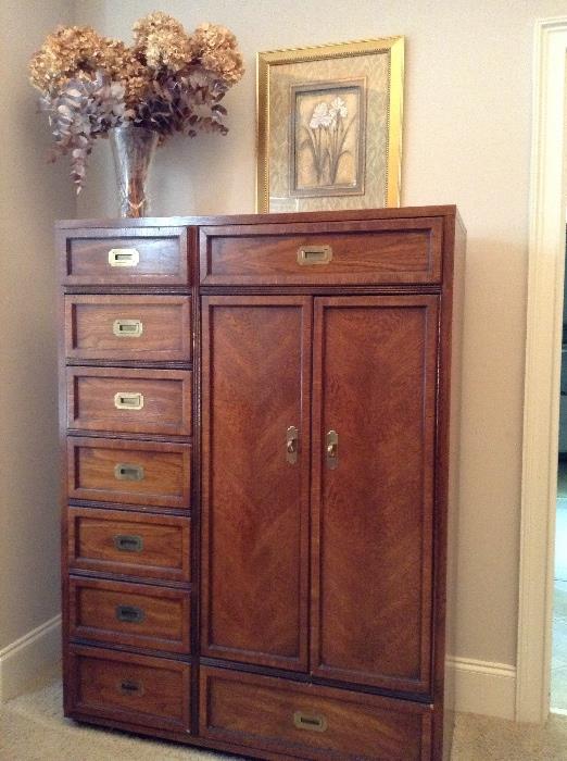 Campaign style wardrobe & 9 drawer chest