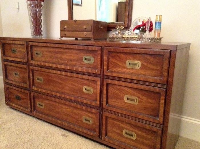 Campaign style double dresser & mirror