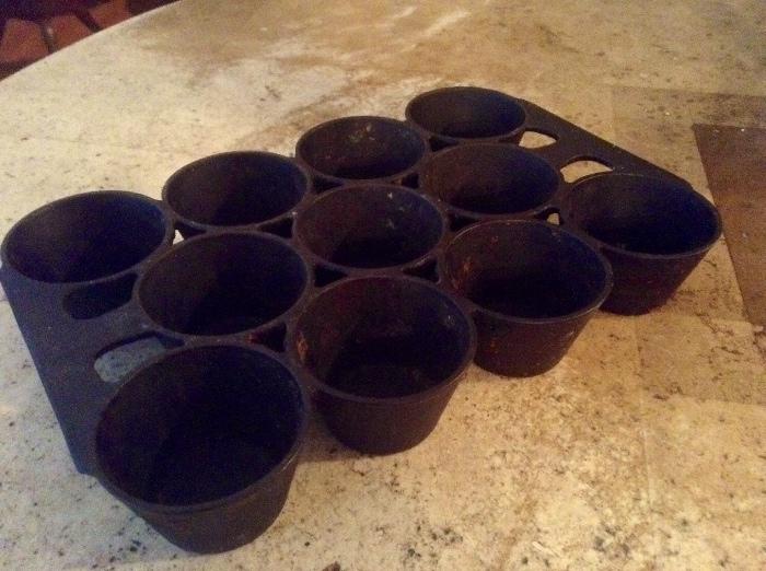 Old cast iron muffin pan