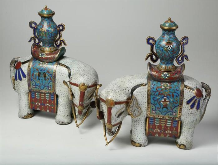 Pair of Chinese Cloisonne Elephants, 19th Century