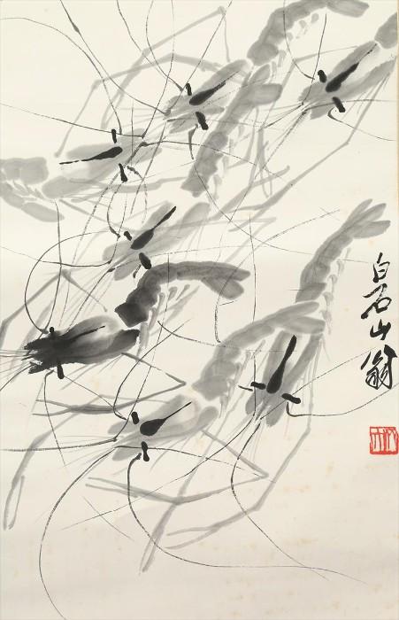 Qi Baishi or School of Qi Baishi, (1863-1957), Ink on Paper, Shrimp