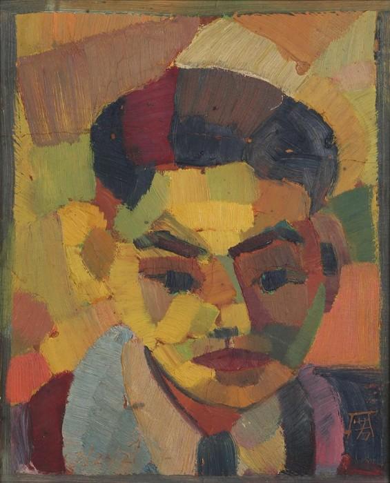 Yun Gee, Oil on Board, Portrait, Lum Man Fong, 1927