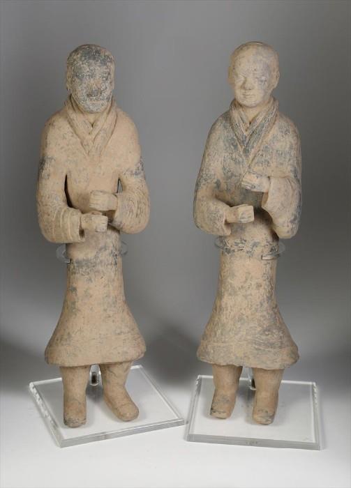 Pair of Chinese Tomb Figures, Han Dynasty