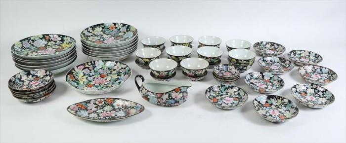 Set of 52 Chinese Porcelain Famille Verte Millefiore Dinner Set, Guangxu Mark and Period 