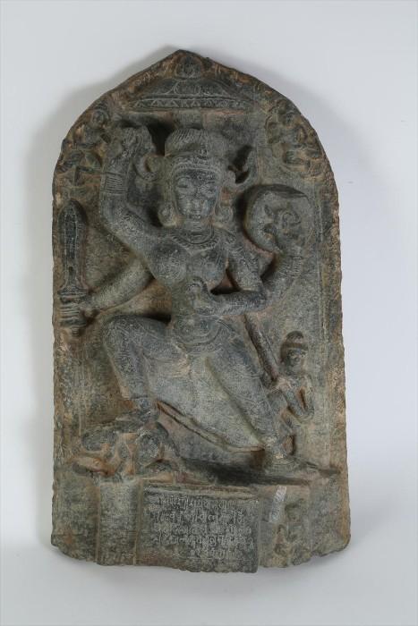 Indian Black Stone Relief Stele of Aparajita, 11th c.