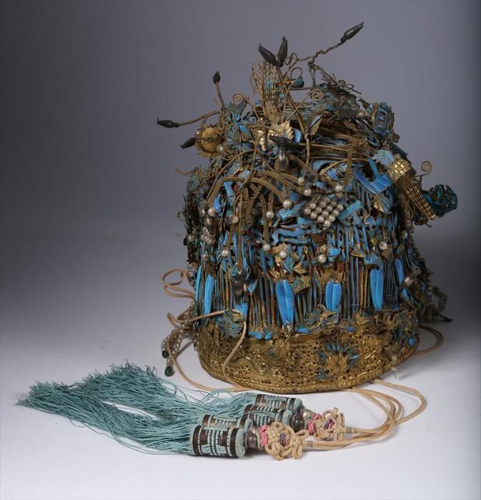 Chinese Kingfisher Feather and Metal Headdress, c. 1900