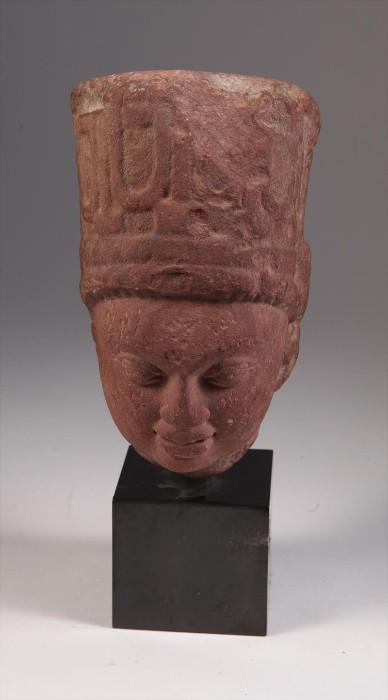 Indian Red Sandstone Head of a Deity, Ca. 6th Century