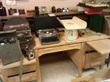 Roll top desk (sans the roller) and typewriters