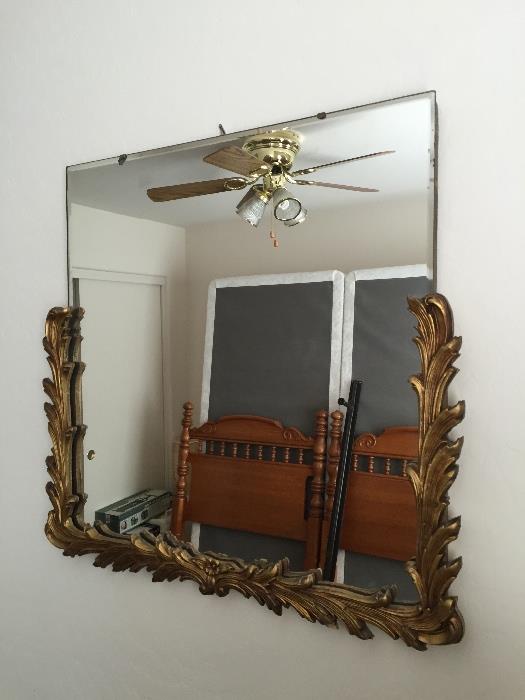 Wonderful Vintage Mirror with a view of King Size Bed Headboard/Mattresses