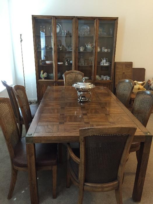 Dining Table - 8 Chairs; 2 piece China Cupboards - Lighted