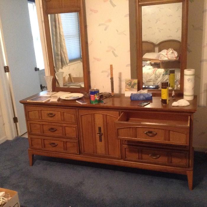 Long view of dresser and mirrors