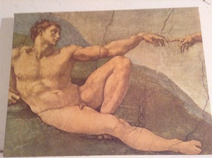 Canvas print of Michalengo's Cistine Chapel Ceiling of Adam touching the finger of God