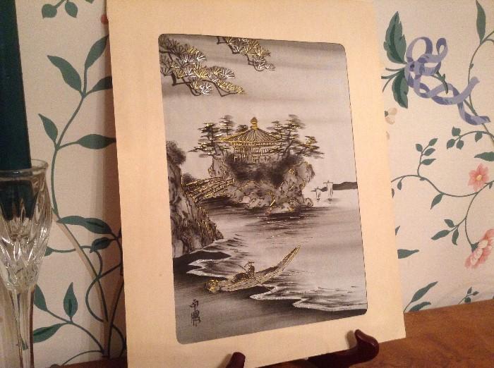Oriental painting image of floating island