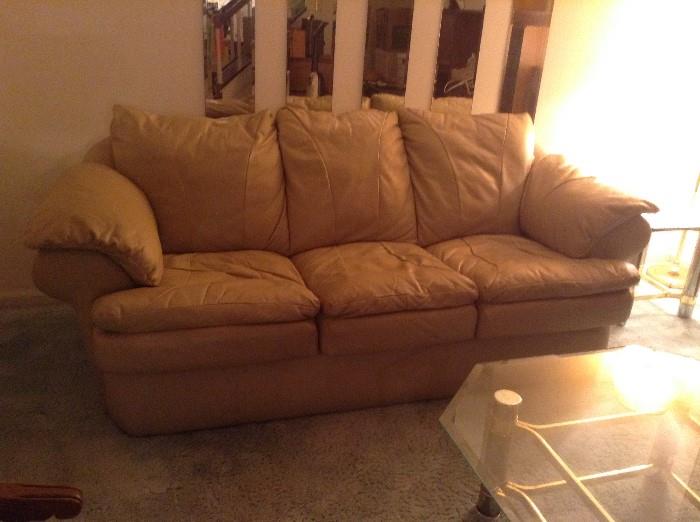 Taupe leather sofa