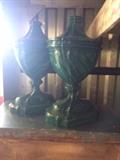 Green Pair of Vases