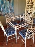 White Metal Faux Bamboo Dining Room Set ... 4 chairs 1970's