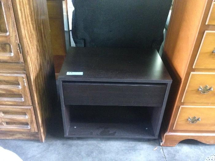 Small Black Nightstand with Drawer