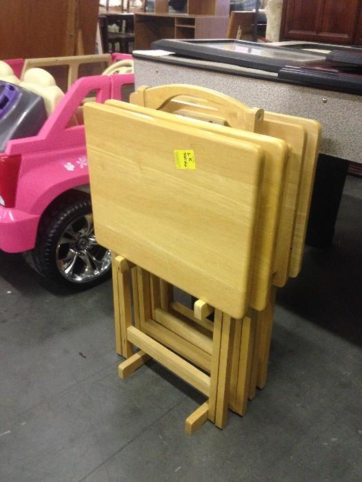 Wooden TV Trays and Stand