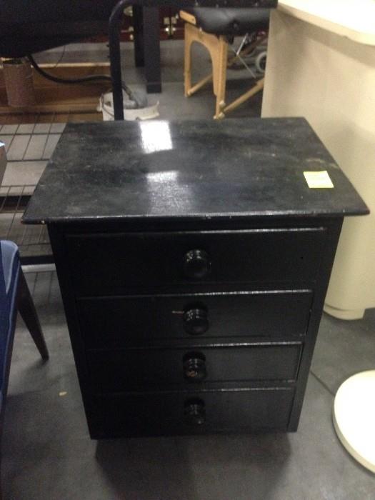 Black Nightstand with Drawers