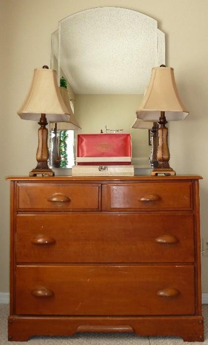 Vintage Chest of Drawers, Wall Mirror