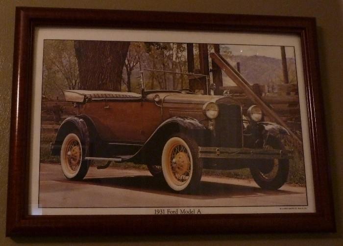 1931 Ford Model A Framed Art, Mfg. By Whirley Industries, Inc. Warren Pa. USA