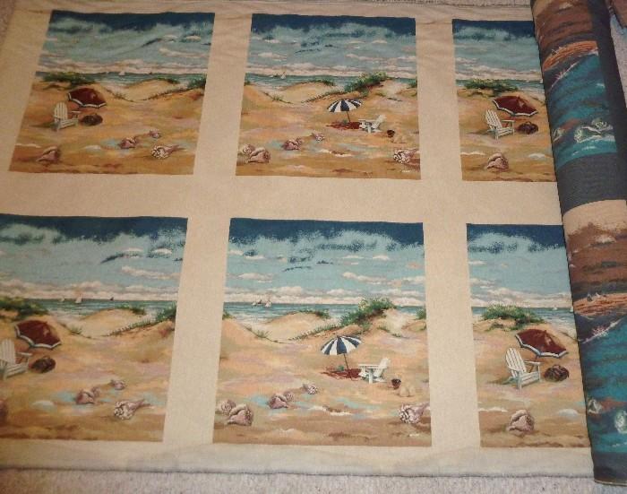 Roll of  Seascape Beach Design Canvas Pillow Fabric
