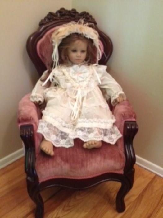 Annette Himstedt dolls with Victorian chairs