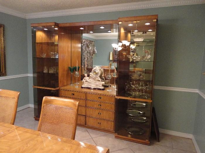 Drexel Dining Hutch 94 1/4 w- curios 23 w bride 4 feet overall height 80.5 depth 22 drawer height 30 