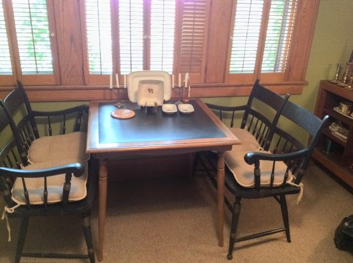 Two Vintage Tell City Chairs Maple Benches and table