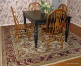 6 Oak Chairs, Black pine dining table with drawer