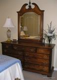 Amish Red Cherry Dresser/Mirror.....Waterford lamp