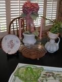 Fenton Pitcher, Depression pink bowl, and more