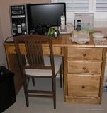 Computer Desk with compaq computer etc