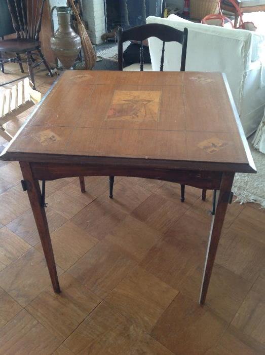 Card table with inlaid