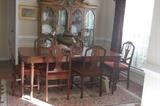 6 1930's chairs with midcentury modern table and china cabinet