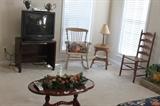 antique rocking chair, vintage coffee table