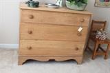 English pine chest of drawers, child's chair