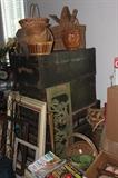 ANTIQUE TRUNKS, BASKETS
