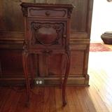 Pair of Walnut Lamp Tables w/Marble Tops
