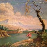 Hand Painted Headboard of French rope beds, c. 1850